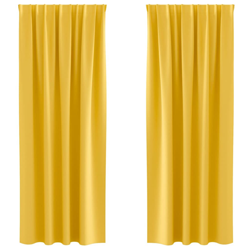 Vidaxl zwart-out gordijnen met ringen 2 pcs mosterdgeel 225 x 140 cm