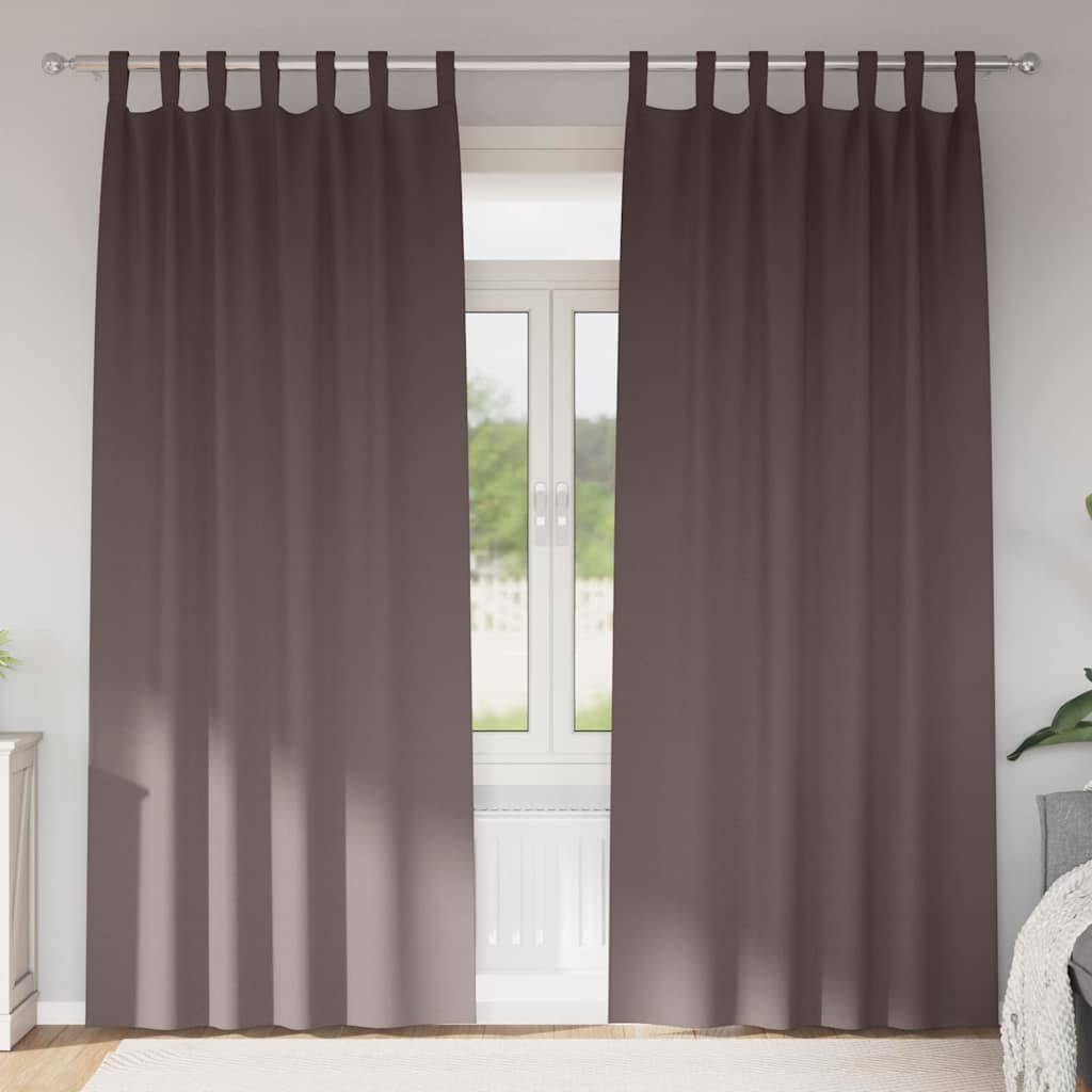 Vidaxl zwart-out gordijnen met ringen 2 pcs donkerbruin 245 x 140 cm