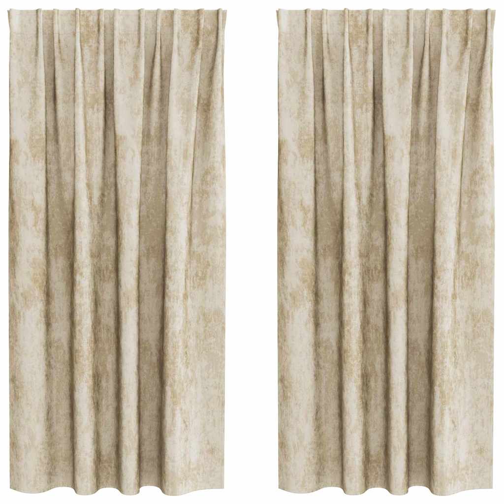 Vidaxl velvet gordijnen met gordijnen 2 pcs crème 175 x 140 cm fluweel