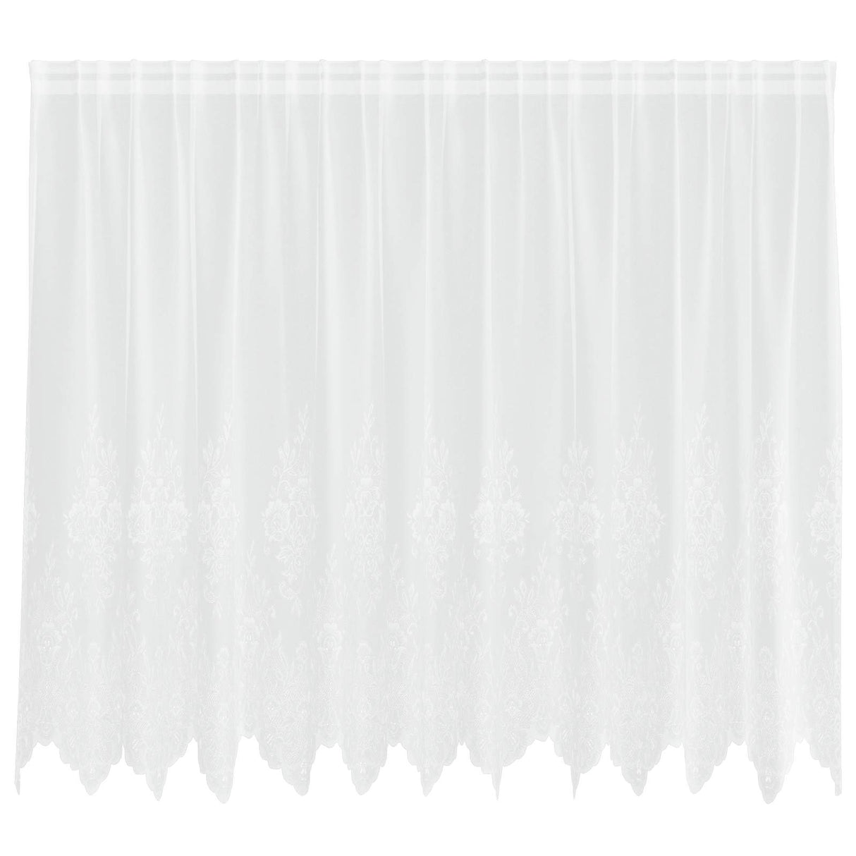 Vidaxl kantgordijn met gordijnen bloemen wit 140 x 300 cm polyester