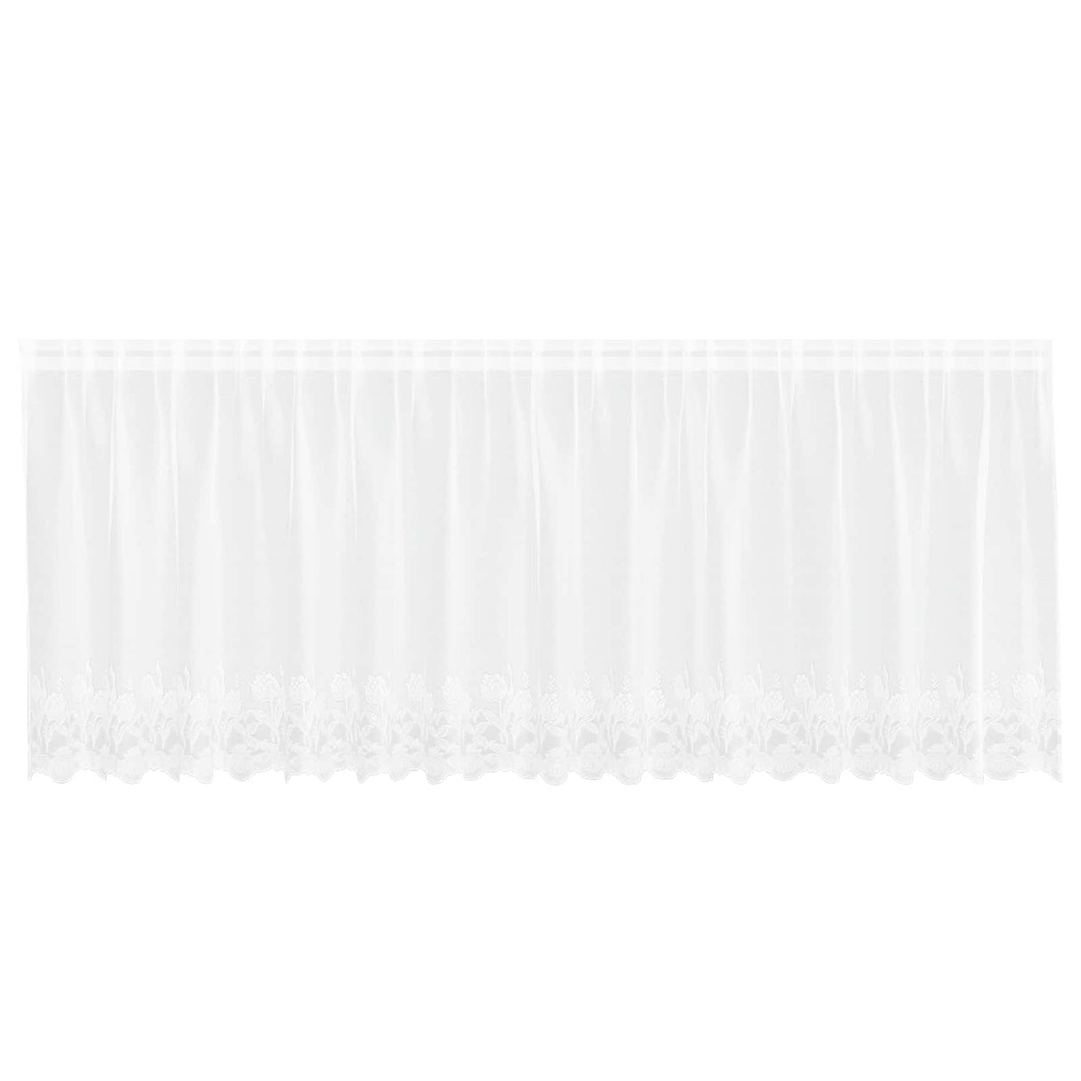 Vidaxl kantgordijn met gordijnen bloemen wit 80 x 400 cm polyester