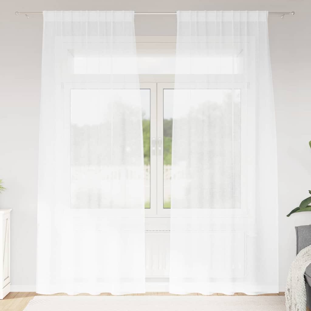 Vidaxl voile gordijn met gordijnen 2 pcs wit 260 x 140 cm polyester