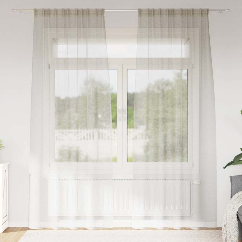 Vidaxl voile gordijn met gordijnen 2 pcs crème 245 x 140 cm polyester