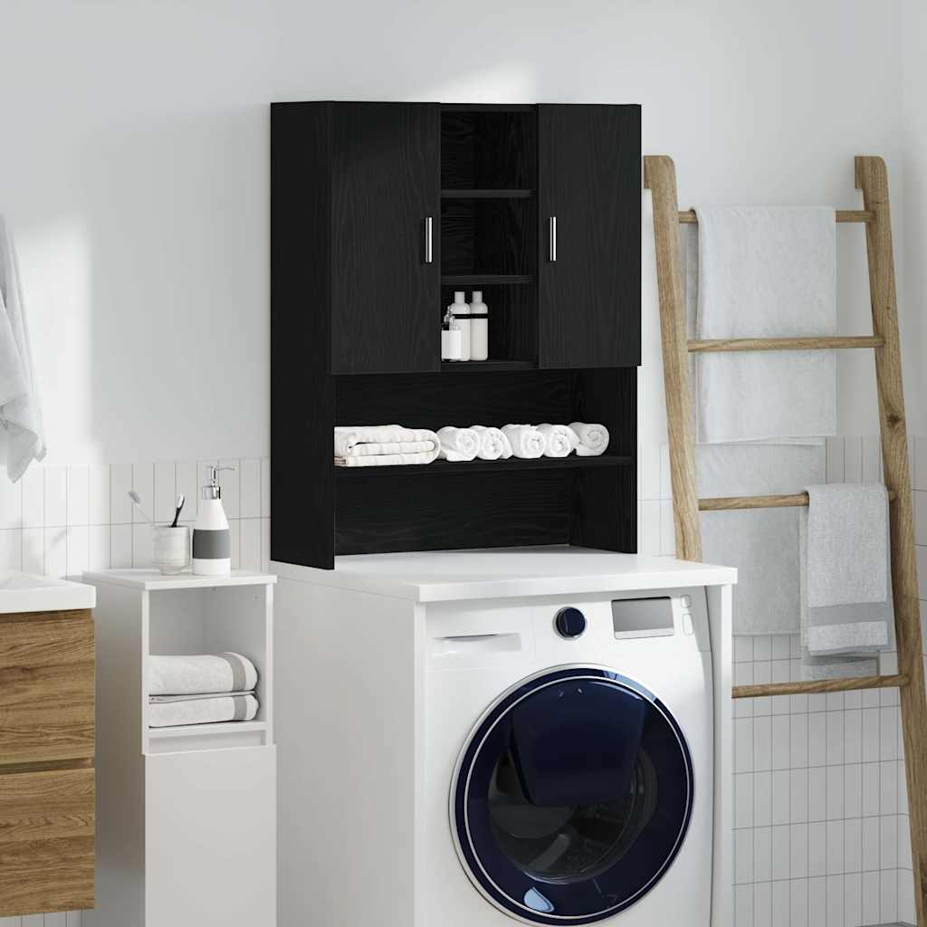 Vidaxl wasmachinekast 70,5x25,5x90 cm zwart eikenkleurig