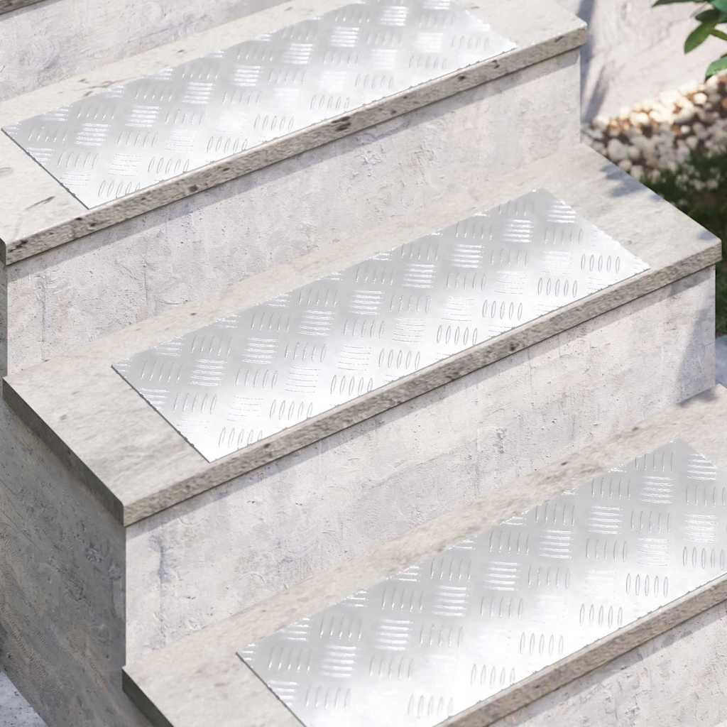 Vidaxl trap tread rechthoekig 2 pcs zilver 60 x 20 cm aluminium