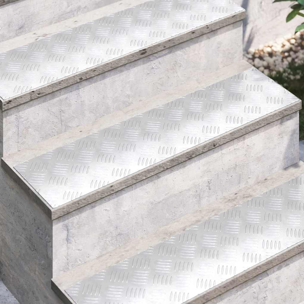 Vidaxl trap tread rechthoekig 2 pcs zilver 80 x 20 cm aluminium