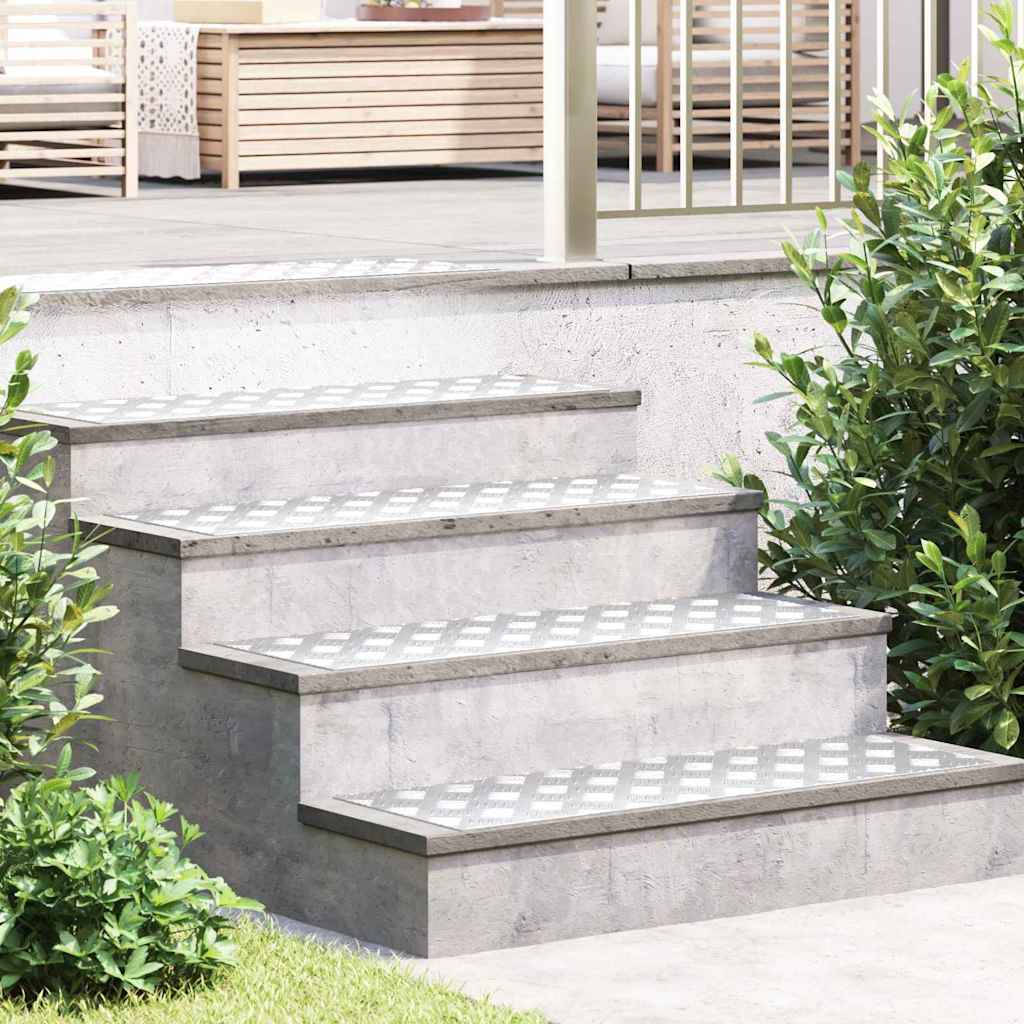 Vidaxl trap tread rechthoekig 4 pcs zilver 90 x 30 cm aluminium