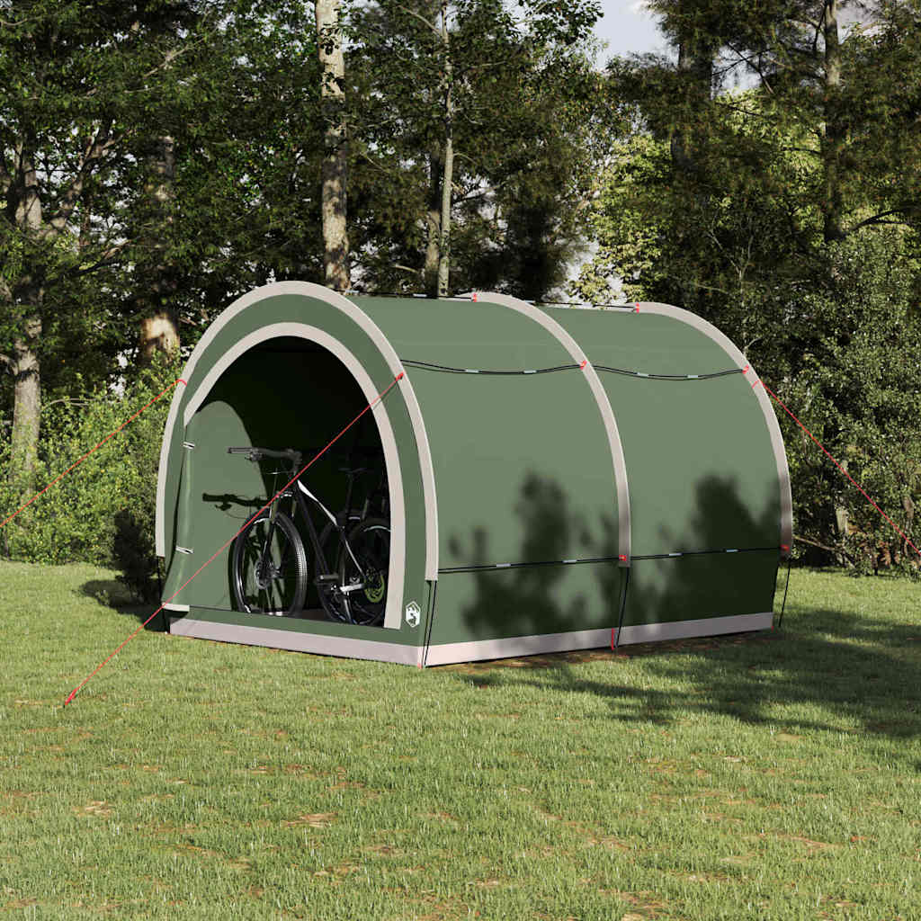 Vidaxl fietstent met dak met opslag groen 256 x 222 x 182 cm