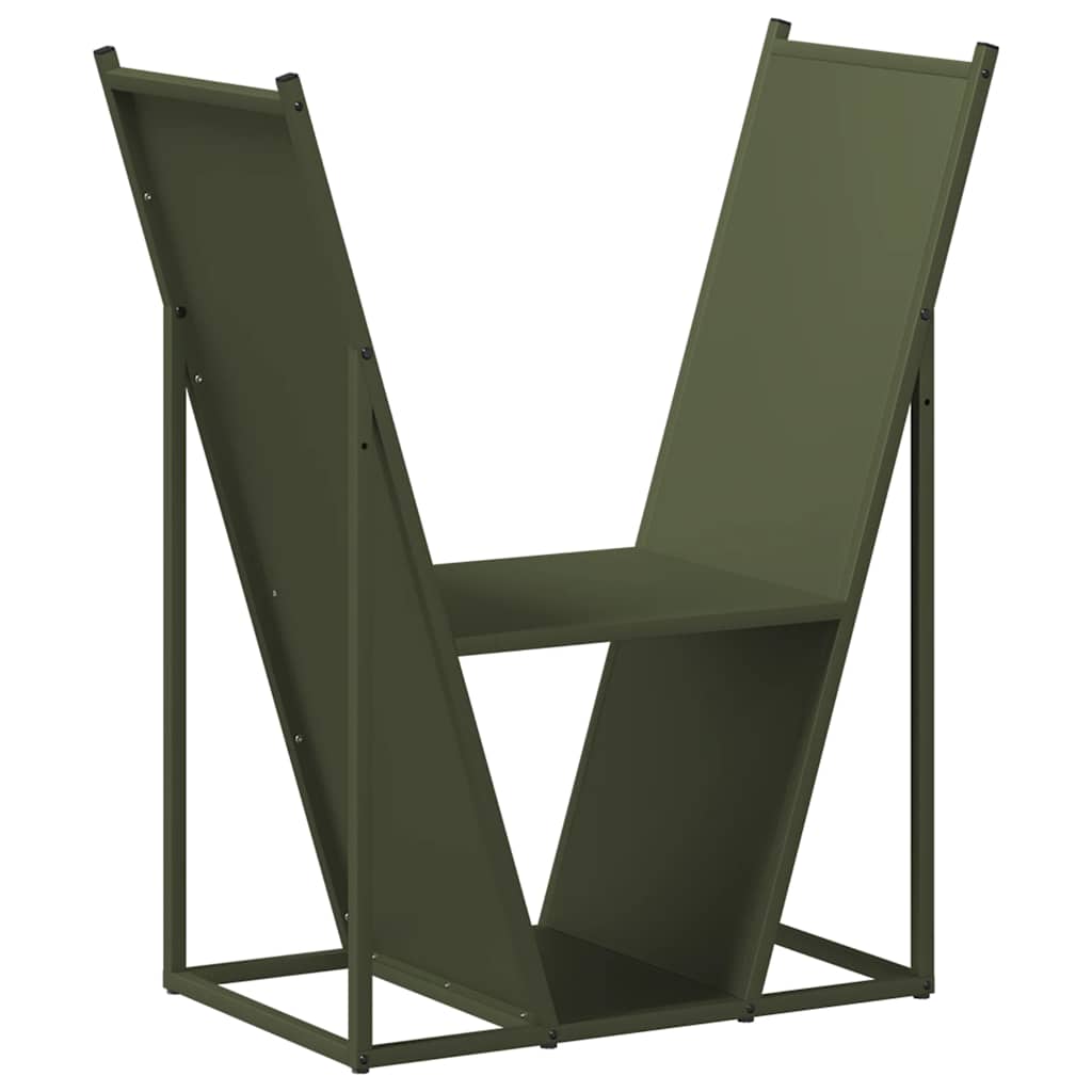 Vidaxl brandhoutrek 69,5x35x81 cm koudgewalst staal olijfgroen