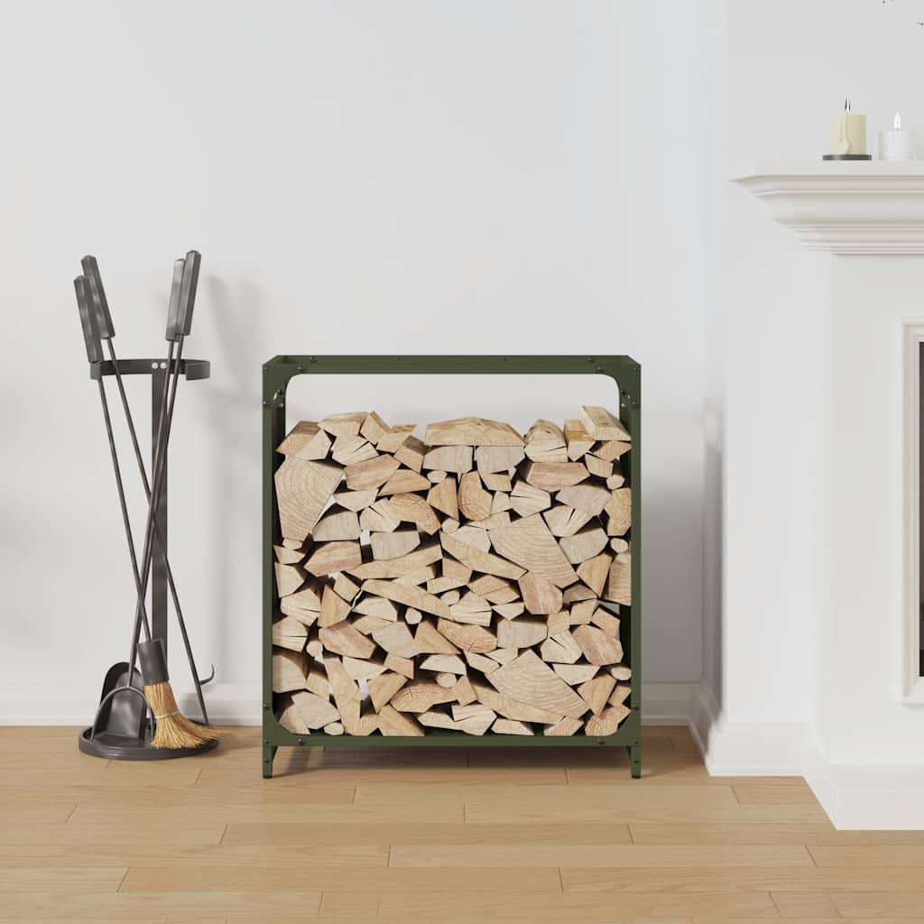 Vidaxl brandhoutrek 60x28x65 cm koudgewalst staal olijfgroen