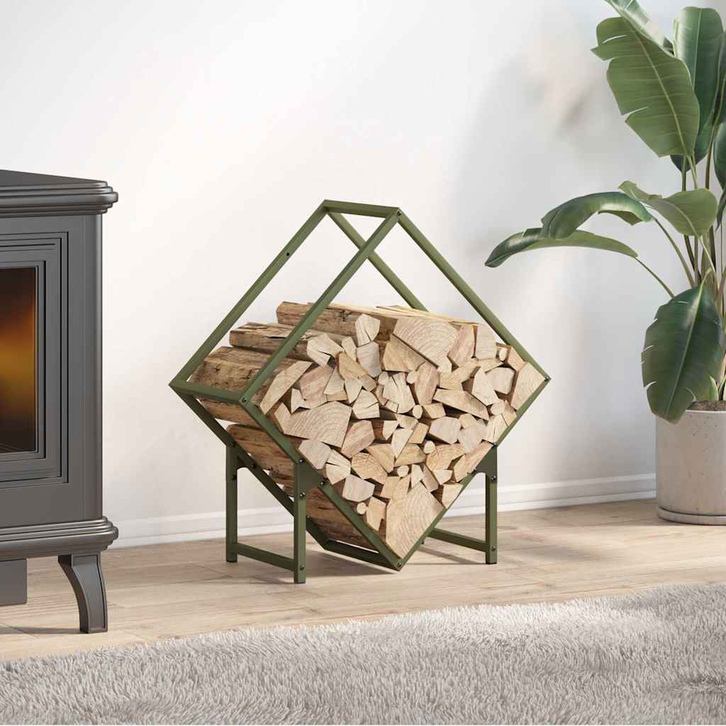 Vidaxl brandhoutrek 60x25x60 cm koudgewalst staal olijfgroen