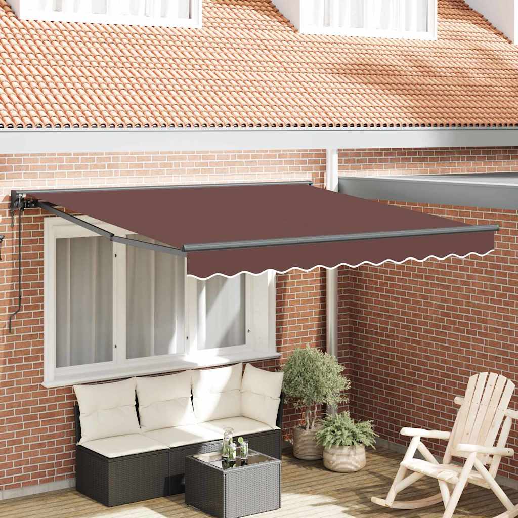 Vidaxl inklapbaar zonnescherm bruin 300 x 250 cm polyester en metaal