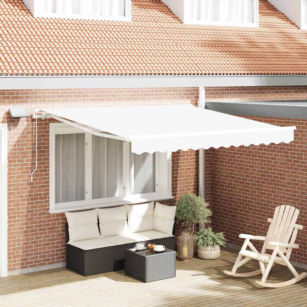 Vidaxl inklapbaar zonnescherm wit 300 x 250 cm stof en staal
