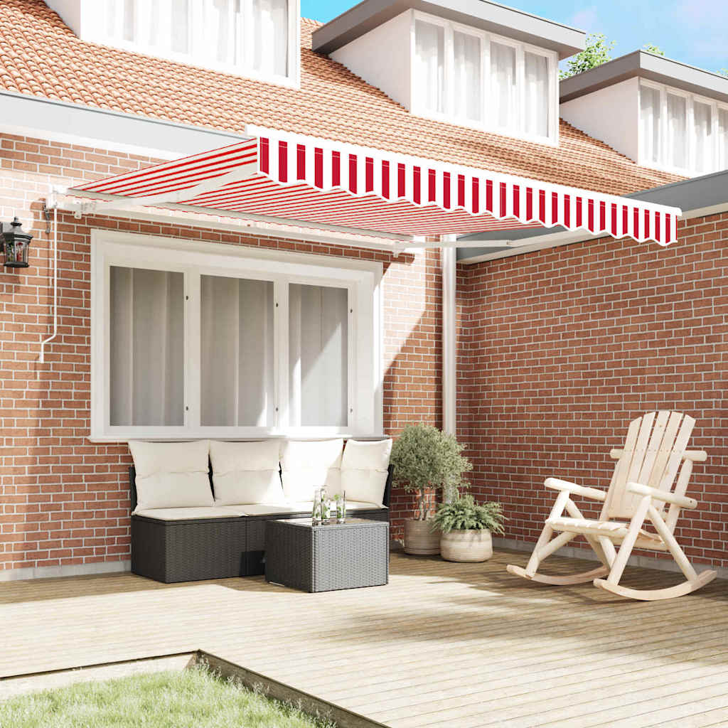 Vidaxl inklapbaar zonnescherm rood en wit 350 x 250 cm stof