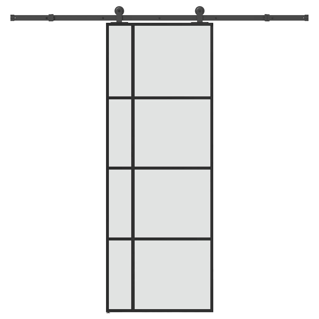 Vidaxl schuifdeur met beslag 76x205 cm esg-glas en aluminium