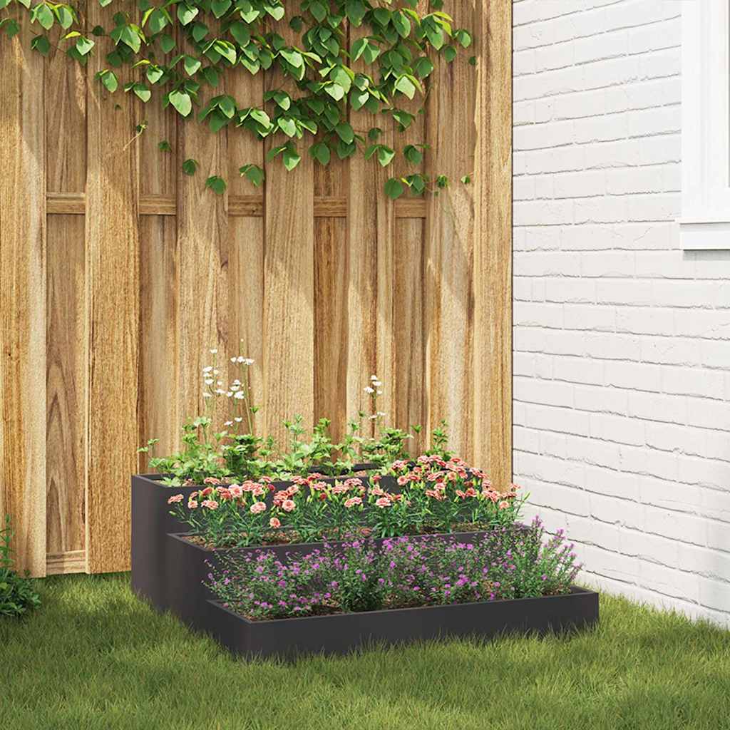Vidaxl tuin bloempot zwart 90 x 90 x 35 cm koudgewalst staal