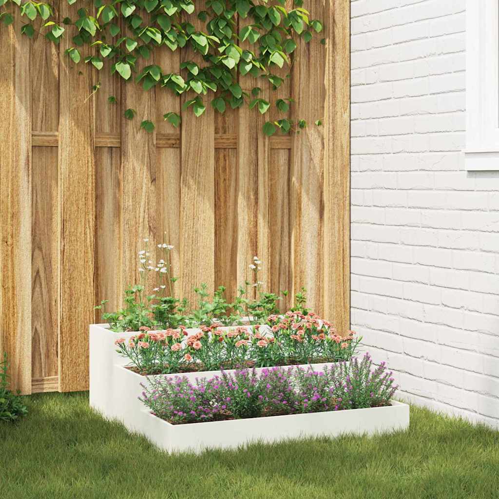 Vidaxl tuin bloempot wit 90 x 90 x 35 cm koudgewalst staal
