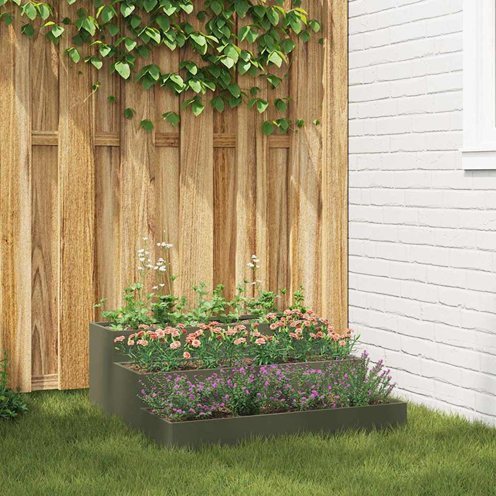 Vidaxl tuin bloempot olijf groen 90 x 90 x 35 cm koudgewalst staal
