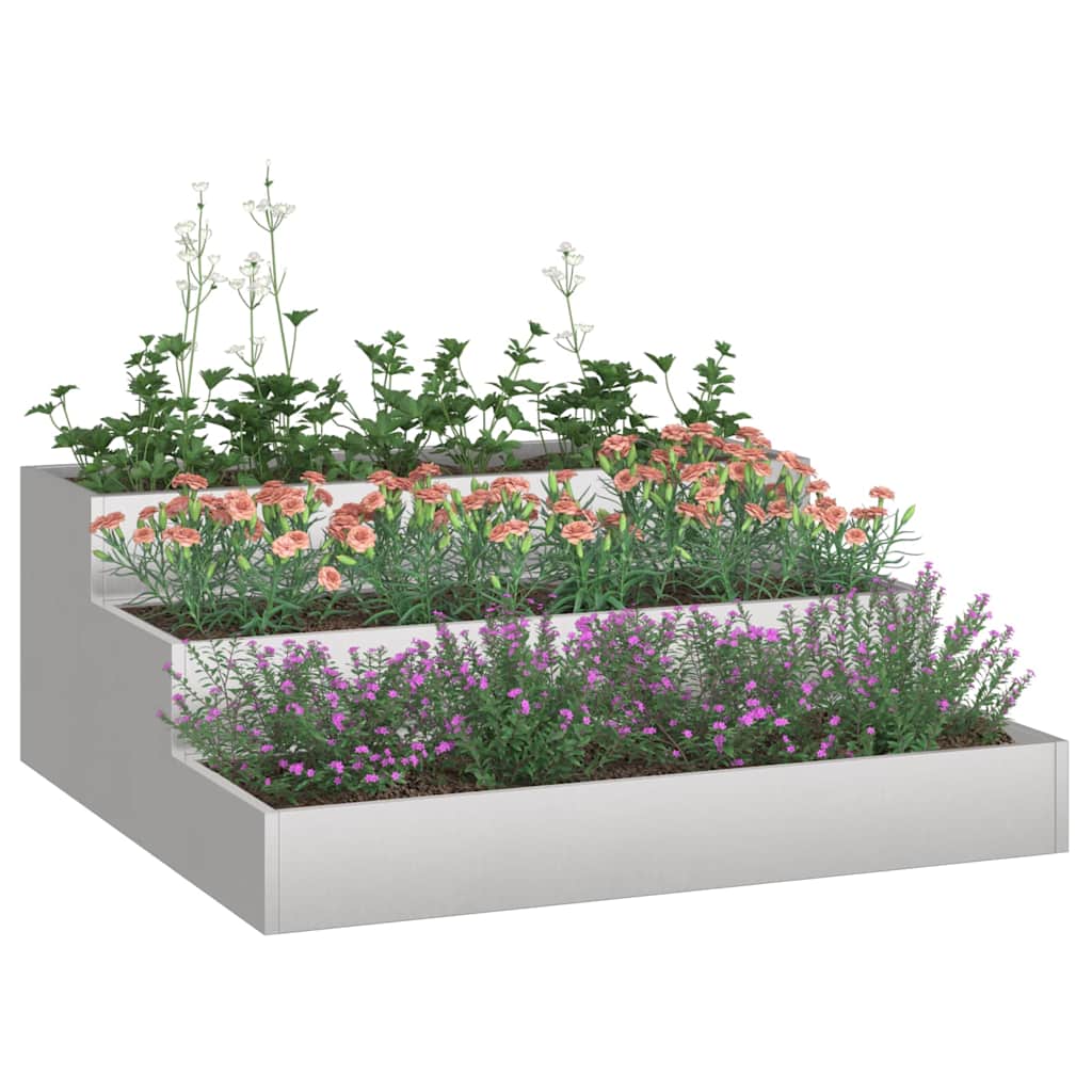 Vidaxl tuin bloempot zilver 90 x 90 x 35 cm roestvrij staal