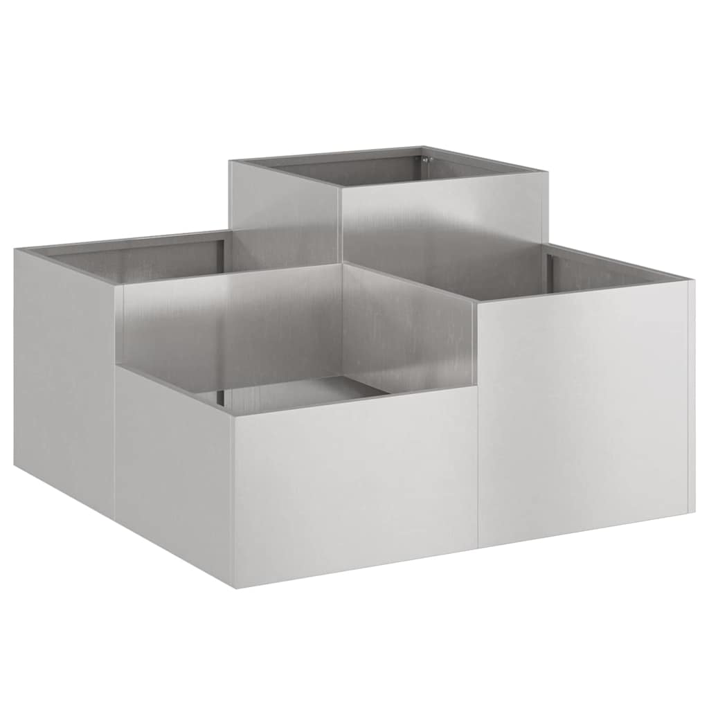 Vidaxl tuin bloempot zilver 80 x 80 x 48 cm roestvrij staal