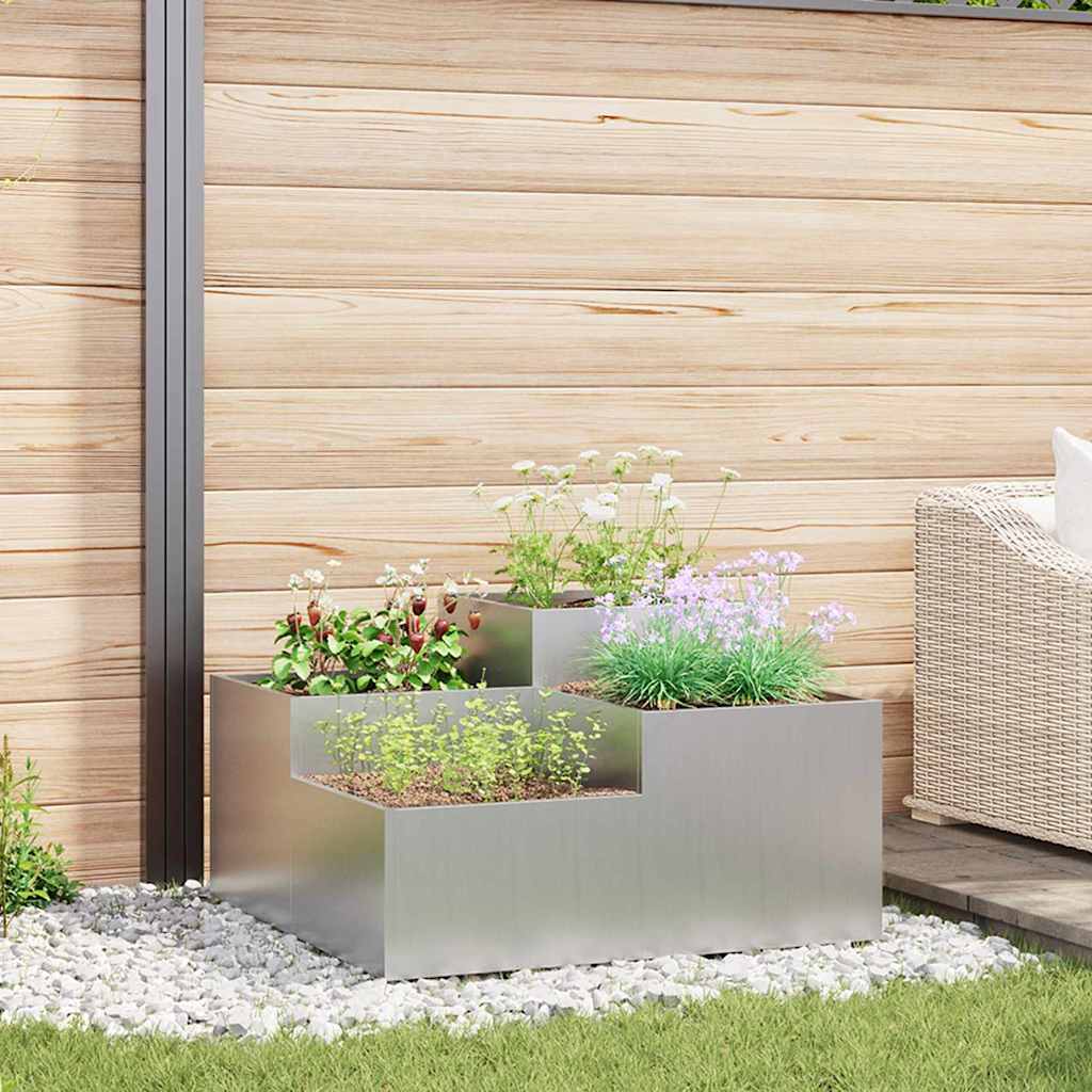 Vidaxl tuin bloempot zilver 100 x 100 x 48 cm gegalvaniseerd staal