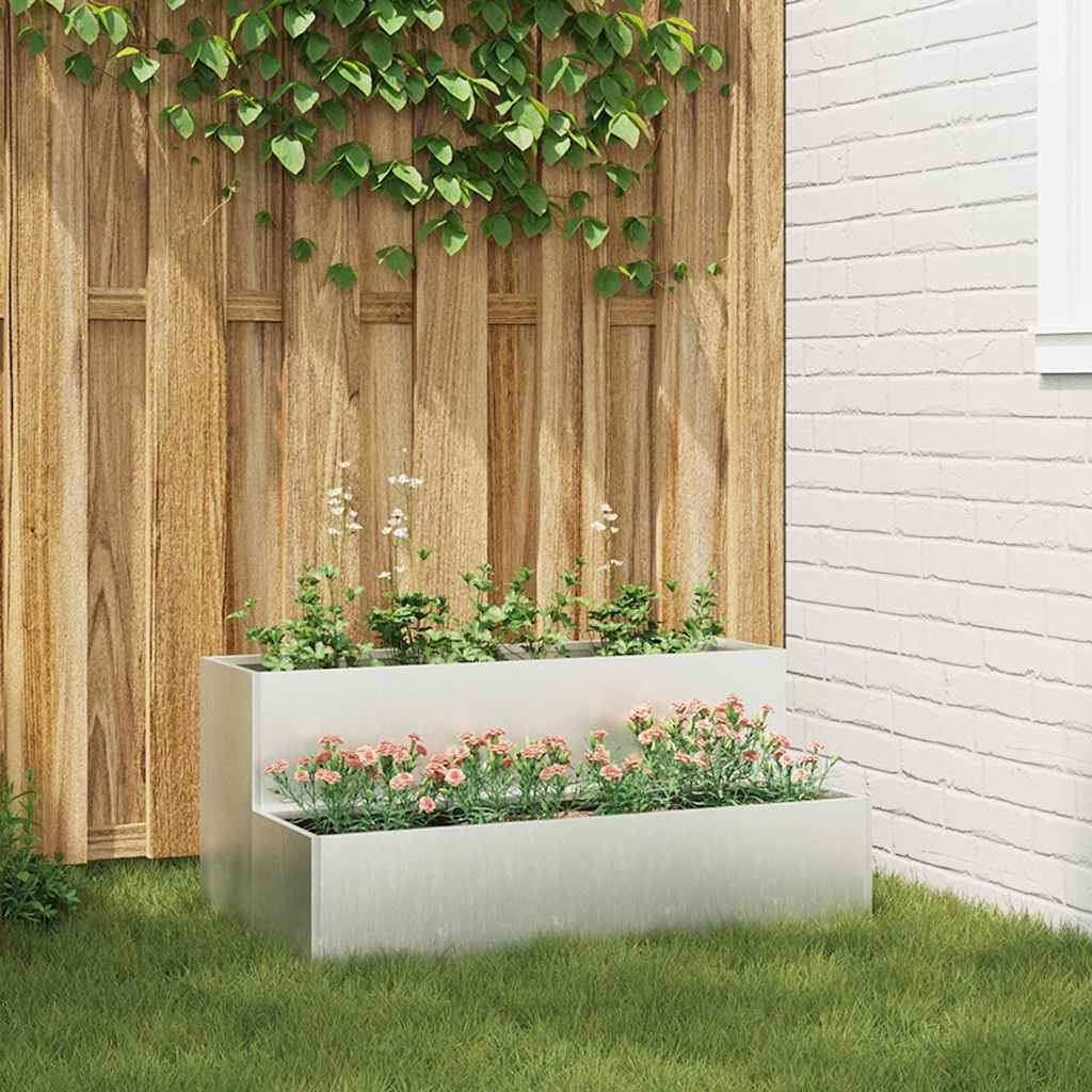 Vidaxl tuin bloempot zilver 100 x 60 x 45 cm roestvrij staal