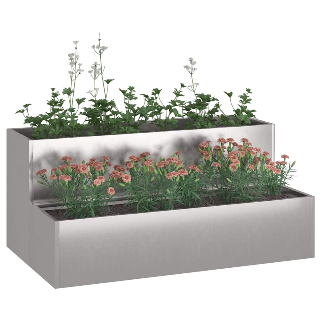Vidaxl tuin bloempot zilver 100 x 60 x 45 cm roestvrij staal