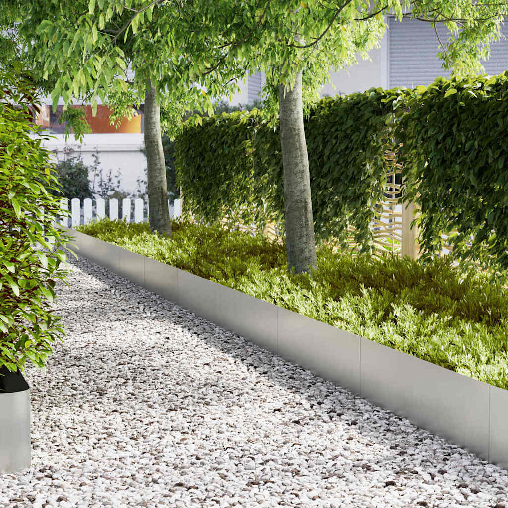 Vidaxl tuinrand 10 pcs zilver 100 x 0.05 x 20 cm gegalvaniseerd staal