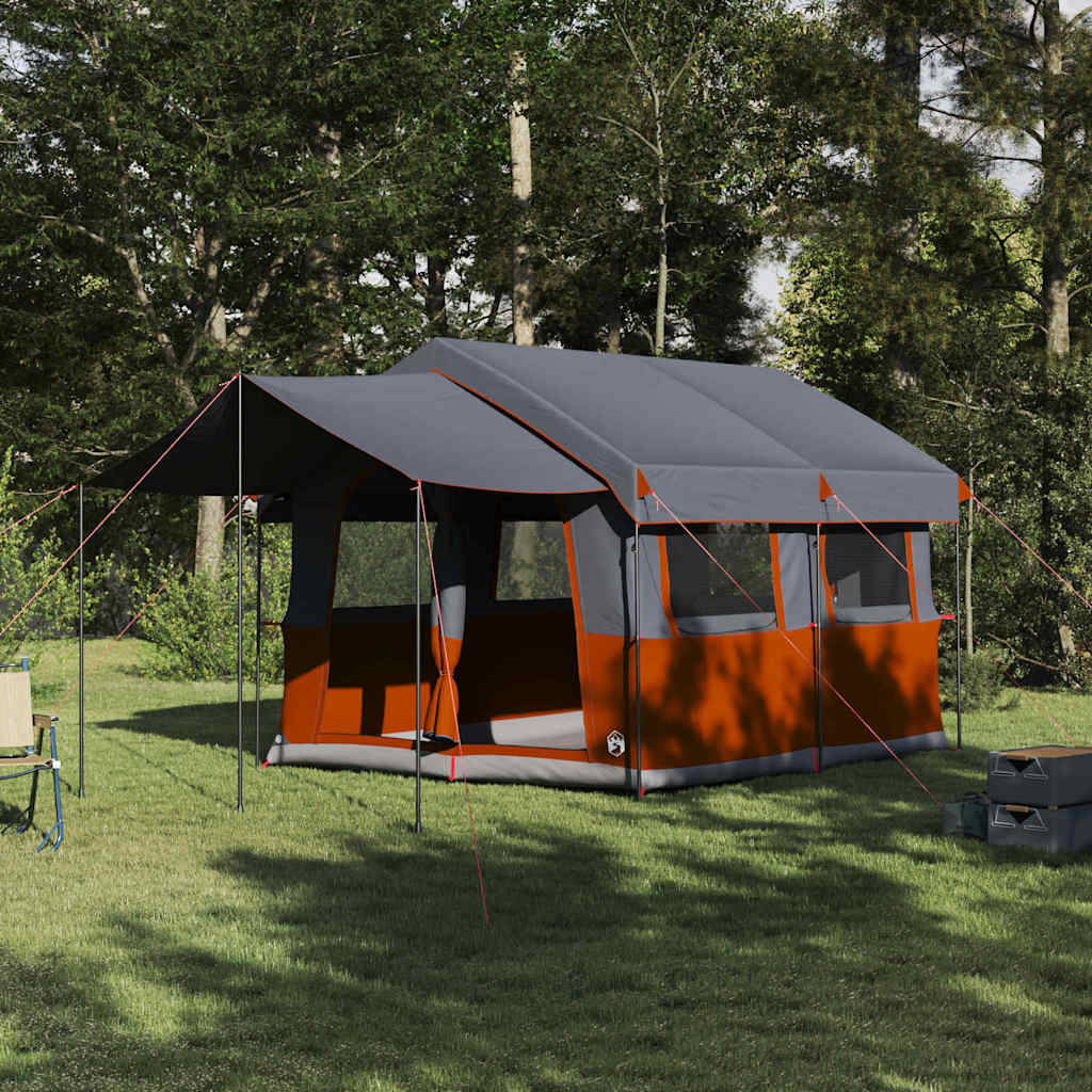 Vidaxl gezinstent met dak grijs en oranje 324 x 255 x 230 cm