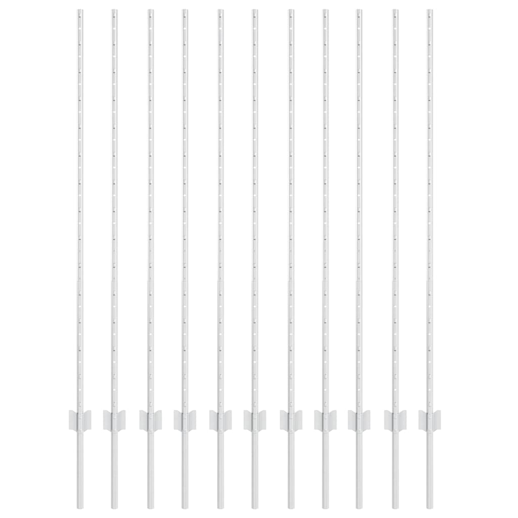 Vidaxl afrasteringspaal 11 pcs zilver 140 cm staal