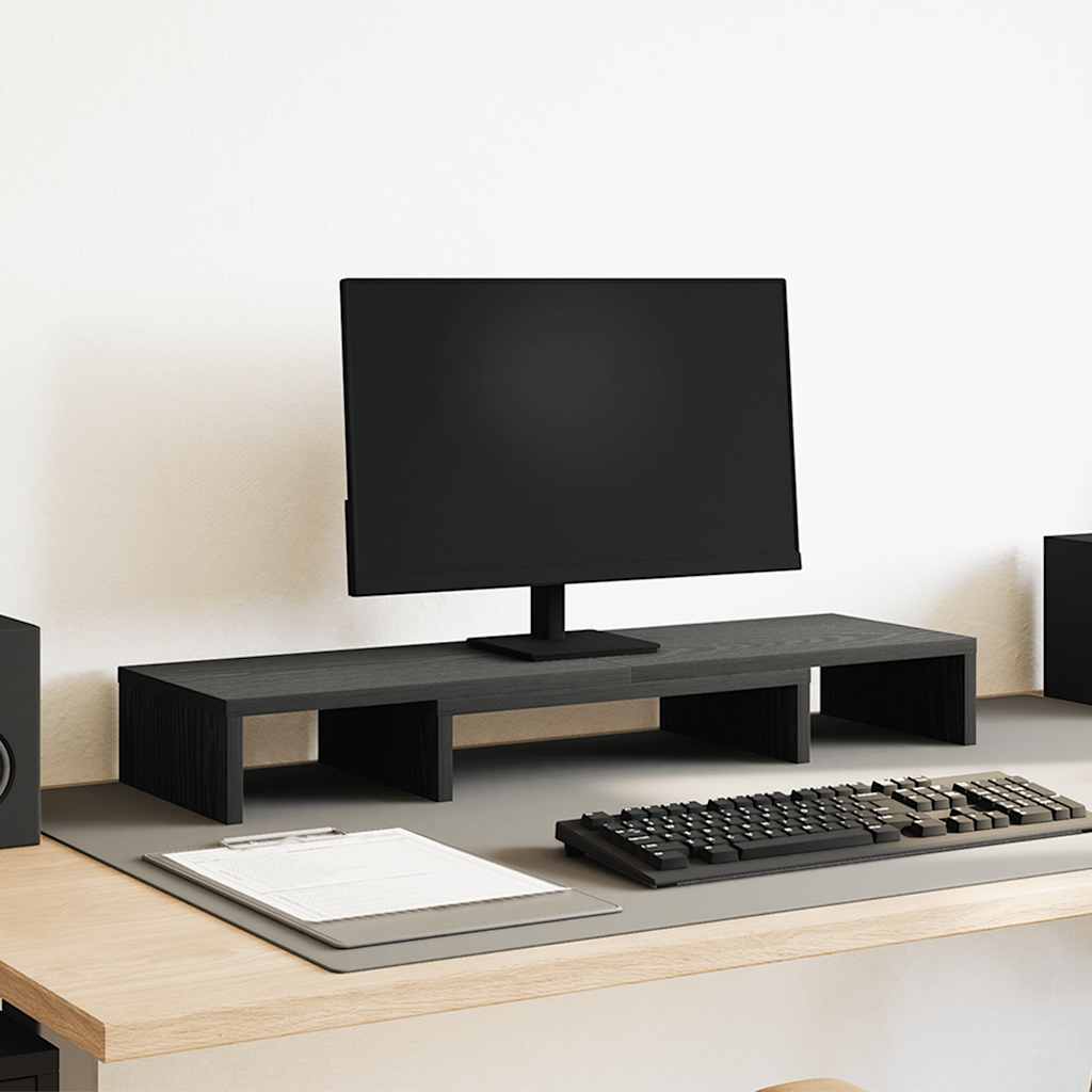 Vidaxl monitorstandaard verhoger verstelbaar zwart eiken 80x24x10,5 cm