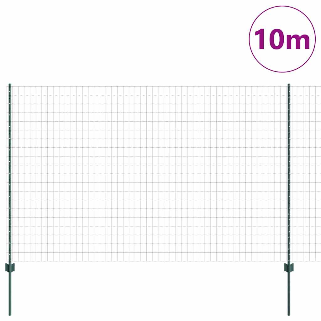 Vidaxl hek met paal groen 1,5 x 10 m staal en pvc