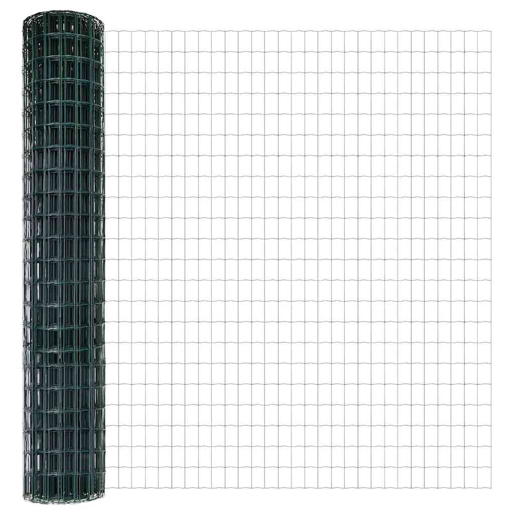 Vidaxl hek met paal groen 1,5 x 10 m staal en pvc