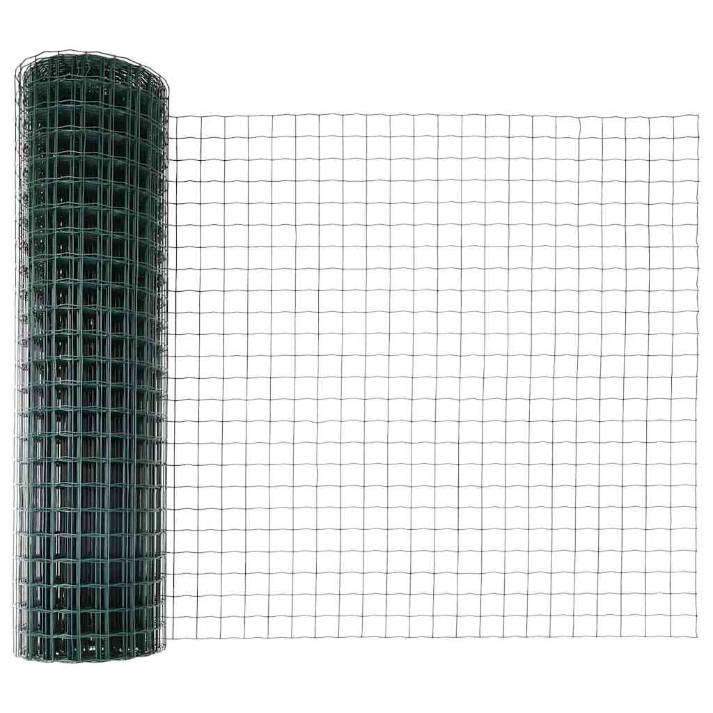 Vidaxl hek met paal groen 1,2 x 10 m staal
