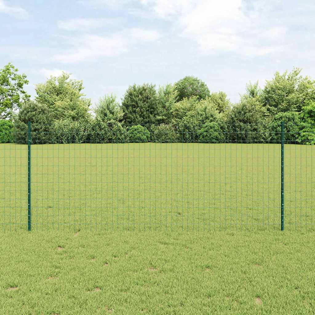 Vidaxl hek met paal groen 1 x 25 m staal en pvc