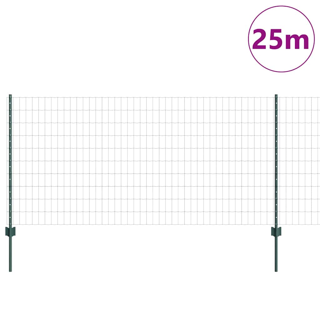 Vidaxl hek met paal groen 1 x 25 m staal en pvc