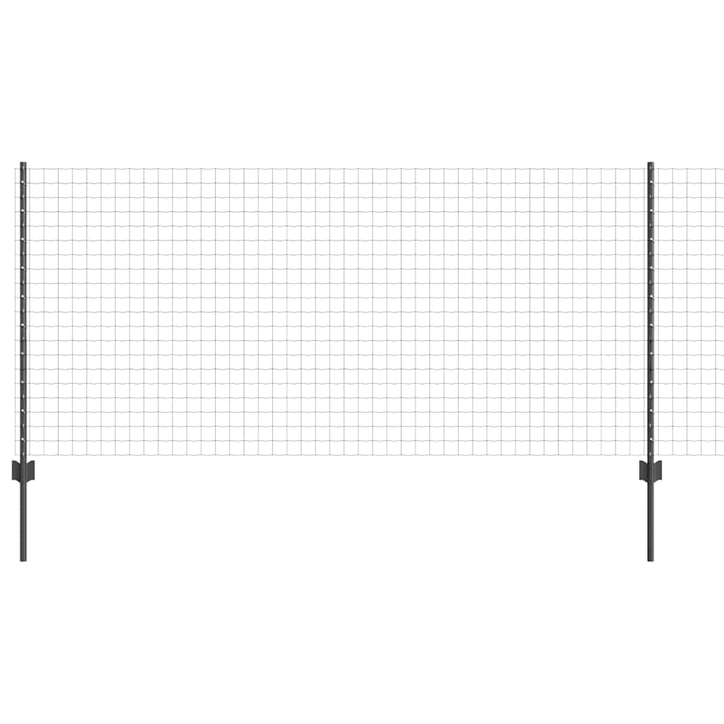 Vidaxl hek met paal grijs 1 x 10 m staal en pvc