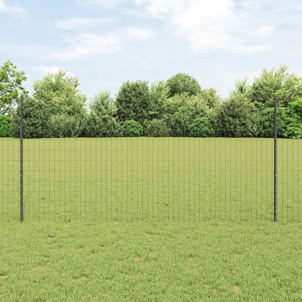 Vidaxl hek met paal grijs 1,2 x 25 m staal en pvc