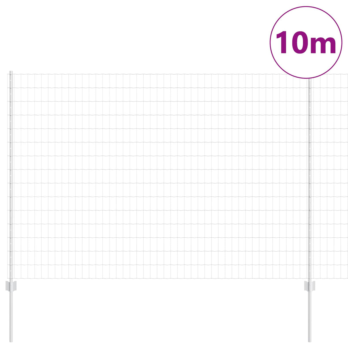 Vidaxl hek met paal zilver 1,5 x 10 m staal