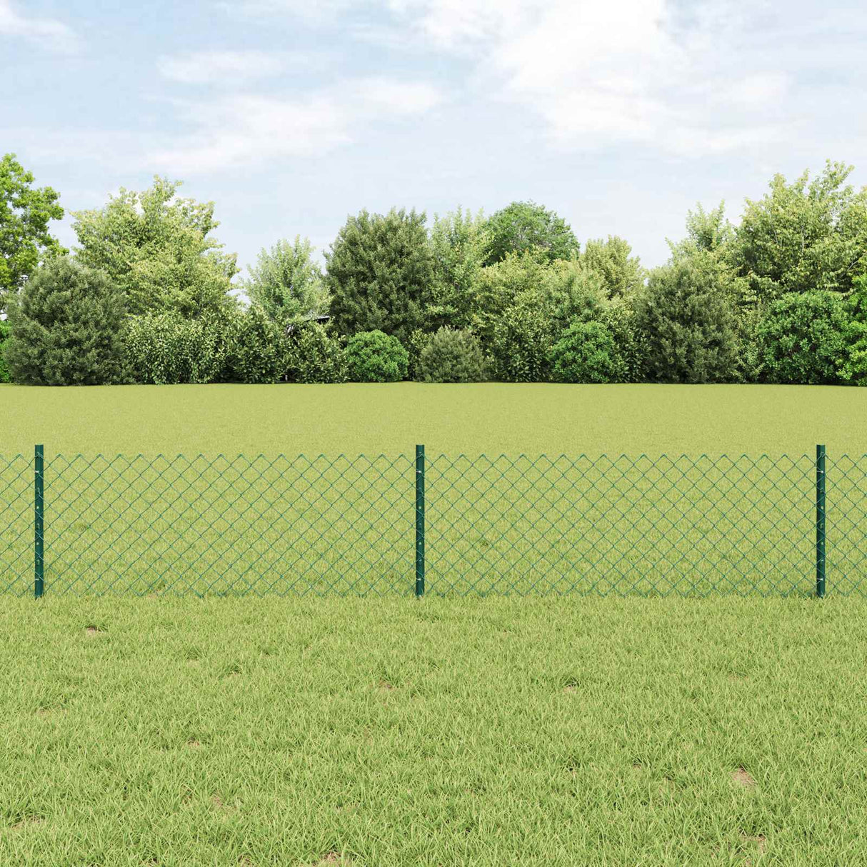 Vidaxl hek met paal groen 0,4 x 10 m staal en pvc