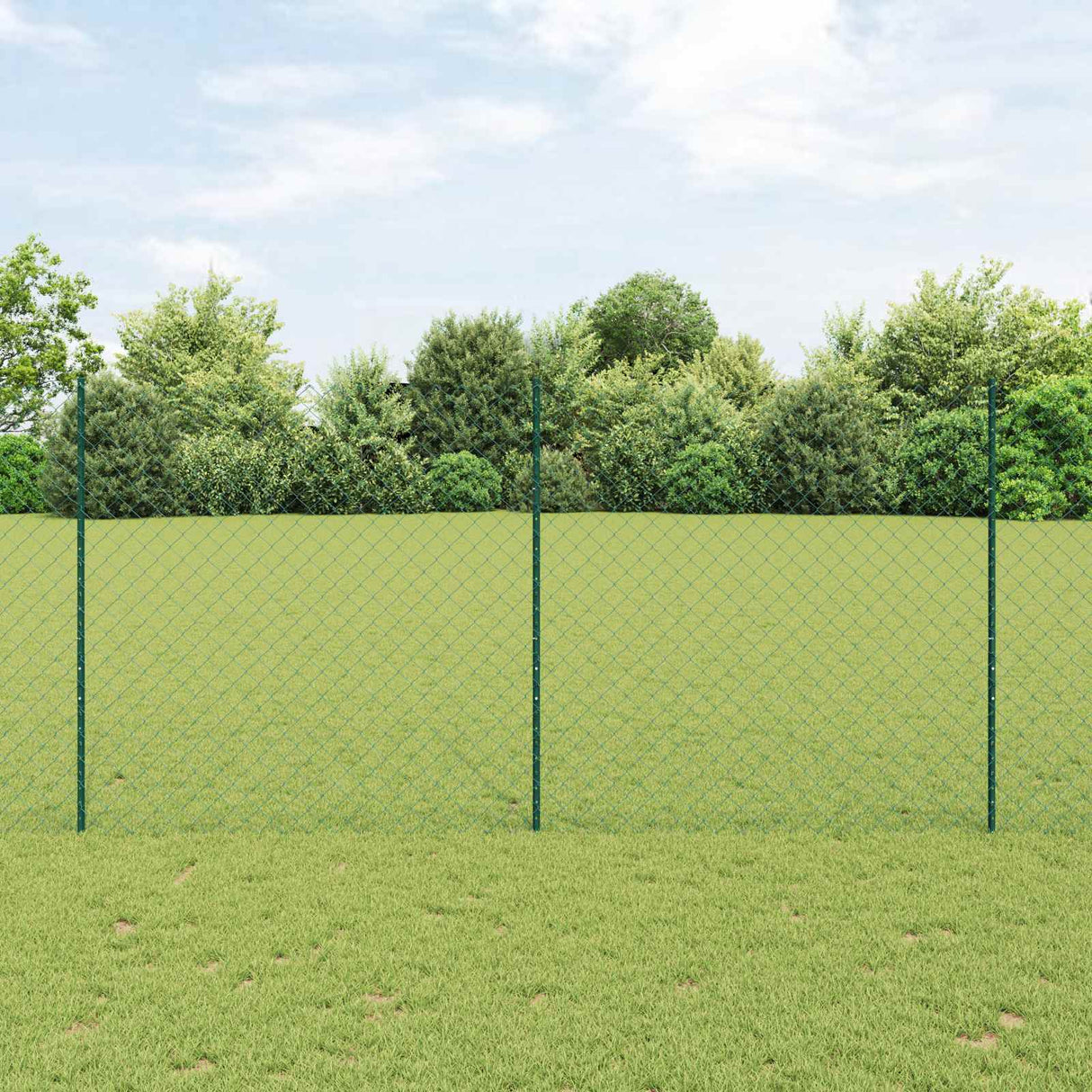 Vidaxl hek met paal groen 1,5 x 10 m staal en pvc