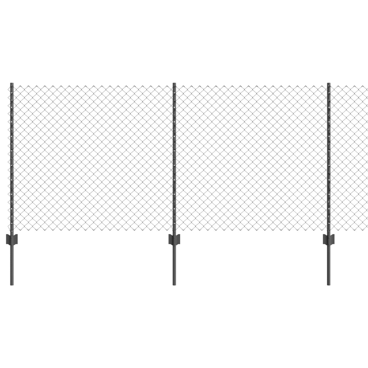 Vidaxl hek met paal grijs 1 x 10 m staal en pvc