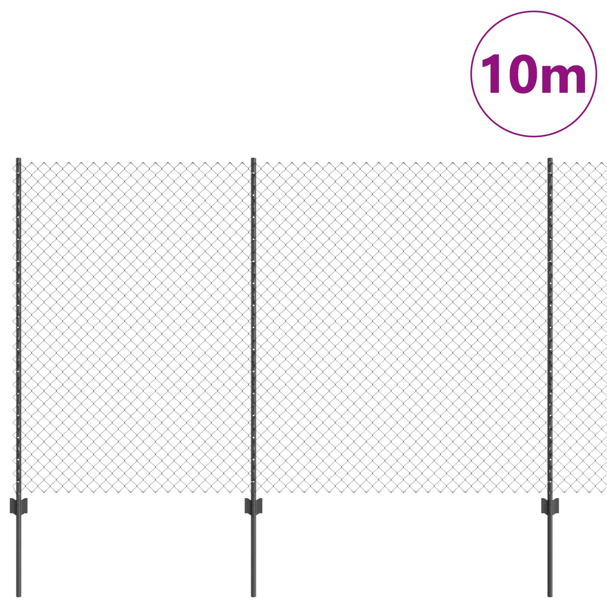 Vidaxl hek met paal grijs 1,5 x 10 m staal en pvc
