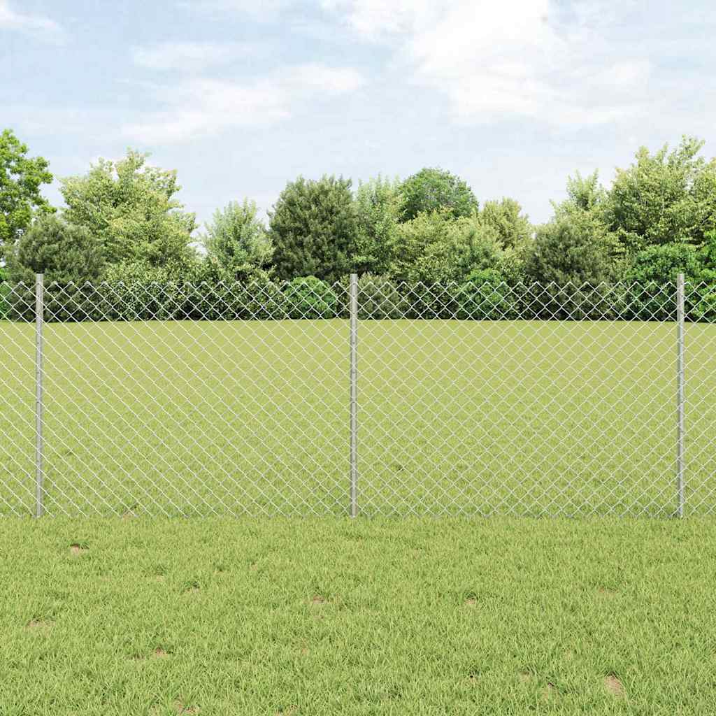 Vidaxl hek met paal zilver 0,8 x 10 m staal