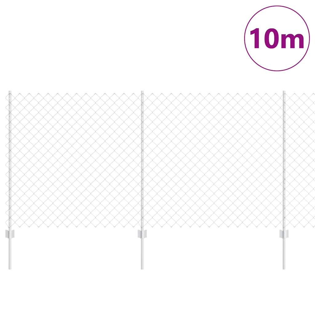 Vidaxl hek met paal zilver 1,2 x 10 m staal