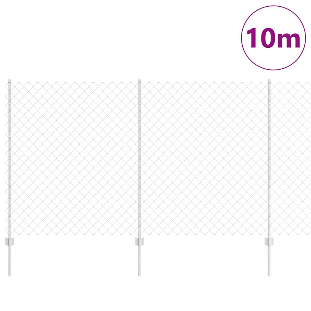 Vidaxl hek met paal zilver 1,4 x 10 m staal