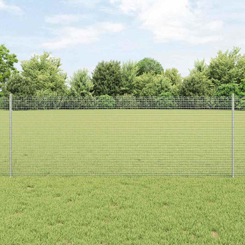 Vidaxl hek met paal zilver 0,8 x 10 m staal