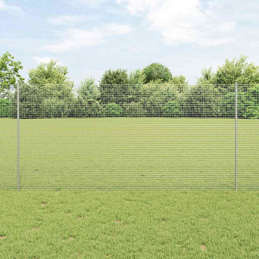 Vidaxl hek met paal zilver 1,2 x 25 m staal