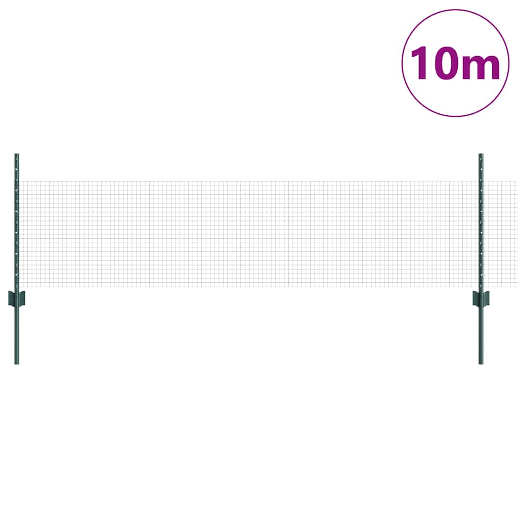 Vidaxl hek met paal groen 0,5 x 10 m staal