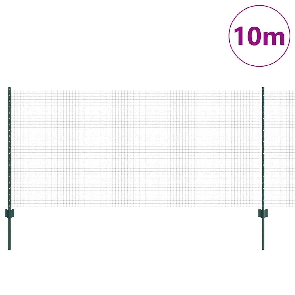 Vidaxl hek met paal groen 1 x 10 m staal